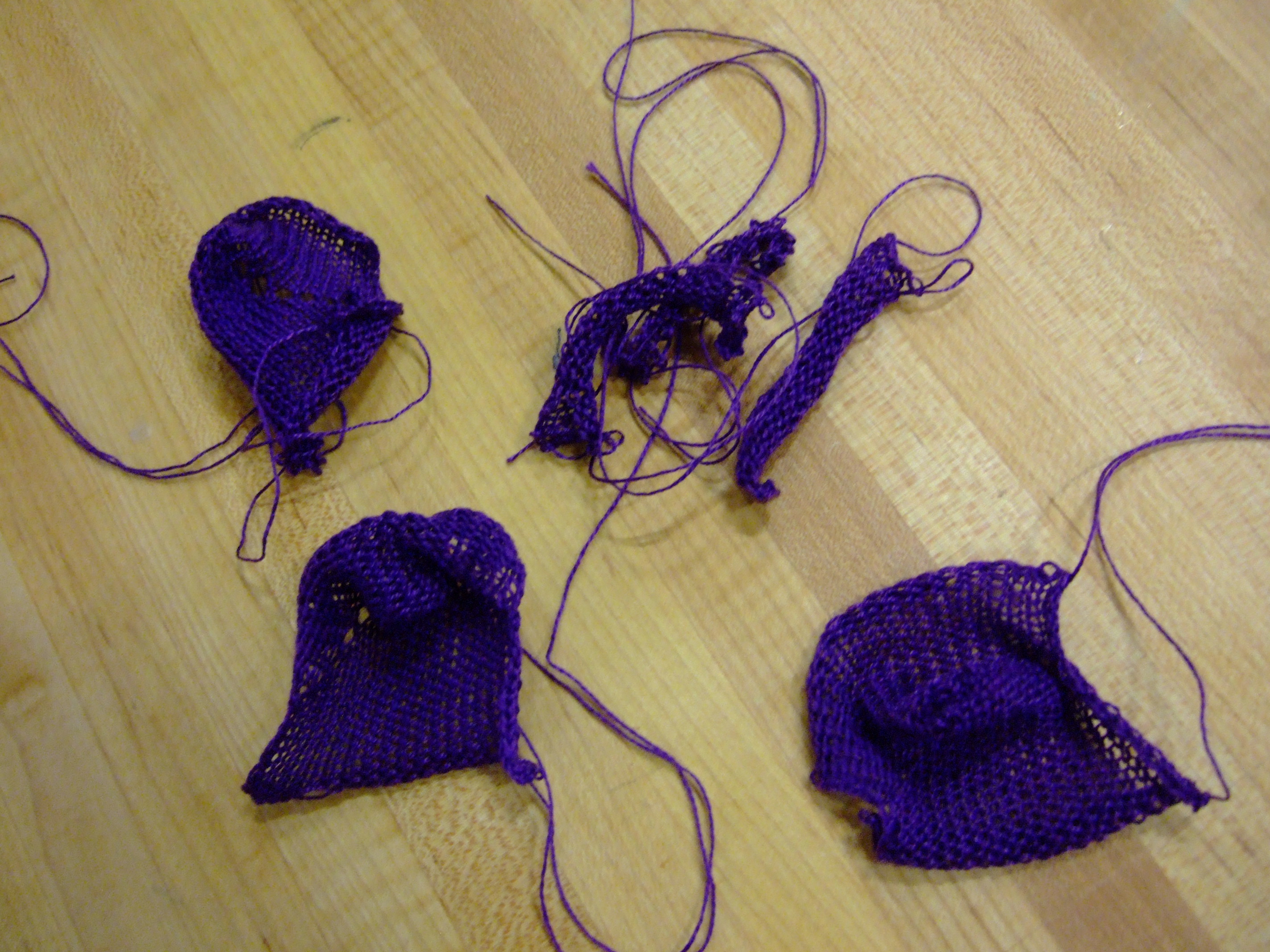 Results of first few tries on knitting machine